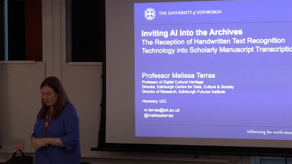 Melissa Terras – Keynote Speech, “Archives, Access and AI” conference